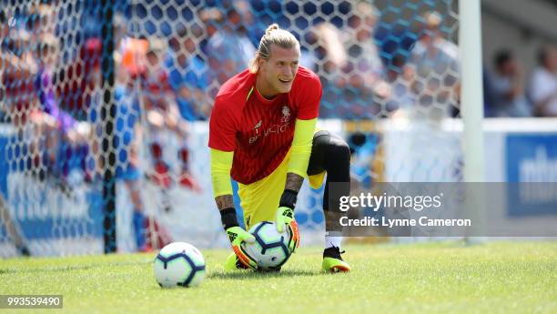Loris Karius of Liverpool during the Pre-season friendly between Chester FC and Liverpool on July 7, 2018 in Chester, United Kingdom.