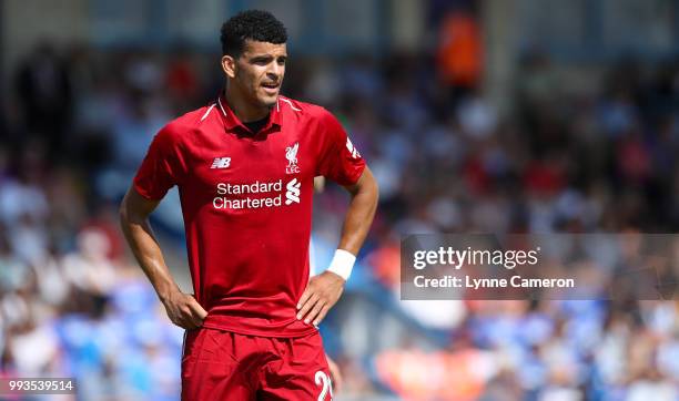 Dominic Solanke of Liverpool during the Pre-season friendly between Chester FC and Liverpool on July 7, 2018 in Chester, United Kingdom.