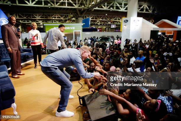 Rotimi Akinosho and Joseph Sikora from the cast of Power on stage during SiriusXM's Heart & Soul Channel Broadcasts from Essence Festival on July 7,...