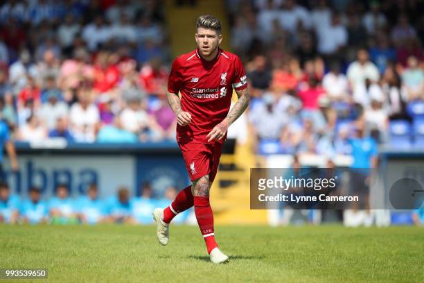 Alberto Moreno of Liverpool during the Pre-season friendly between Chester FC and Liverpool on July 7, 2018 in Chester, United Kingdom.