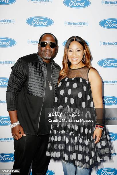 Erica Campbell and Johnny Gill pose for a photo during SiriusXM's Heart & Soul Channel Broadcasts from Essence Festival on July 7, 2018 in New...