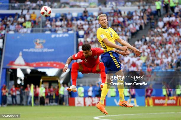Kyle Walker of England, Ola Toivonen of Sweden during the 2018 FIFA World Cup Russia Quarter Final match between Sweden and England at Samara Arena...