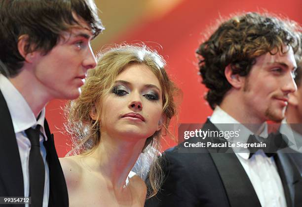 Actors Matthew Beard, Imogen Poots and Aaron Johnson attend the "Chatroom" Premiere at the Palais des Festivals during the 63rd Annual Cannes Film...