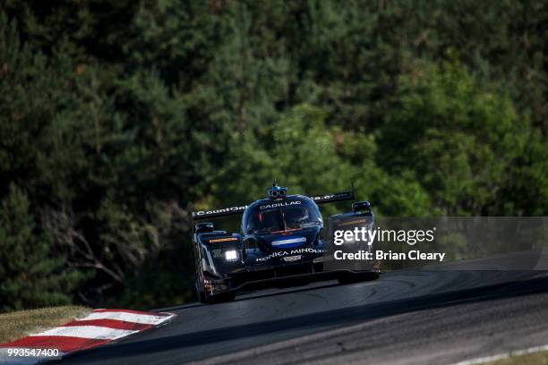 The Cadillac DPi of Jordan Taylor and Renger van der Zande, of the Netherlands, races on the track during practice for the IMSA WeatherTech Series...