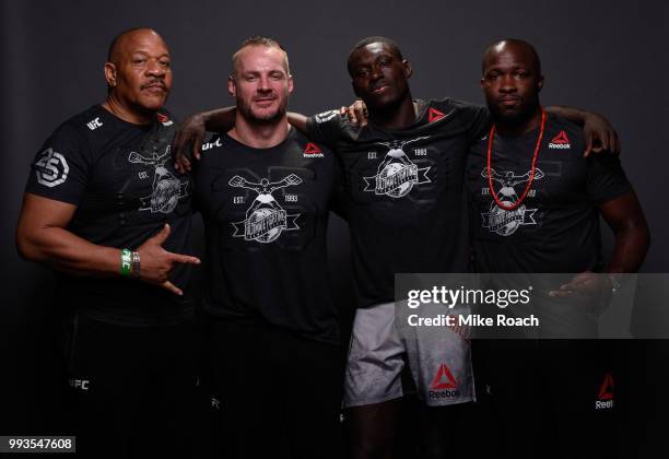 Curtis Millender and his team pose for a portrait backstage during the UFC 226 event inside T-Mobile Arena on July 7, 2018 in Las Vegas, Nevada.