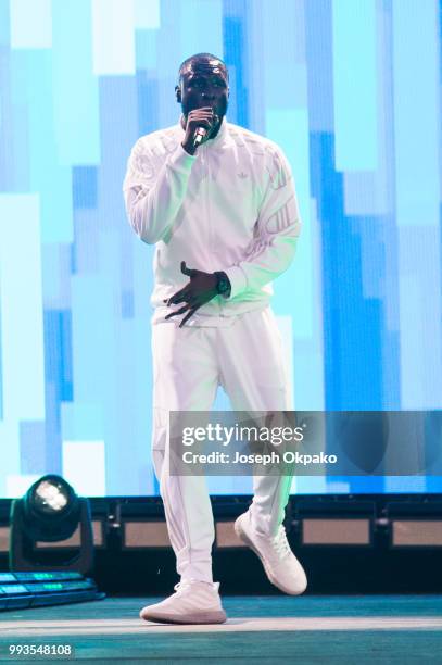Stormzy performs on Day 2 of Wireless Festival 2018 at Finsbury Park on July 7, 2018 in London, England.