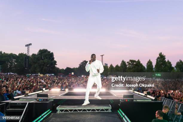 Stormzy performs on Day 2 of Wireless Festival 2018 at Finsbury Park on July 7, 2018 in London, England.