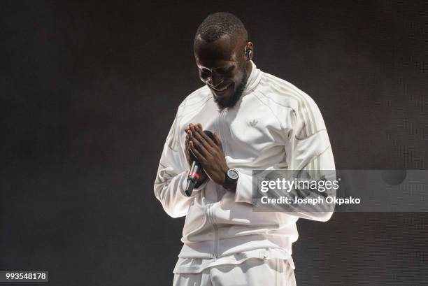 Stormzy performs on Day 2 of Wireless Festival 2018 at Finsbury Park on July 7, 2018 in London, England.