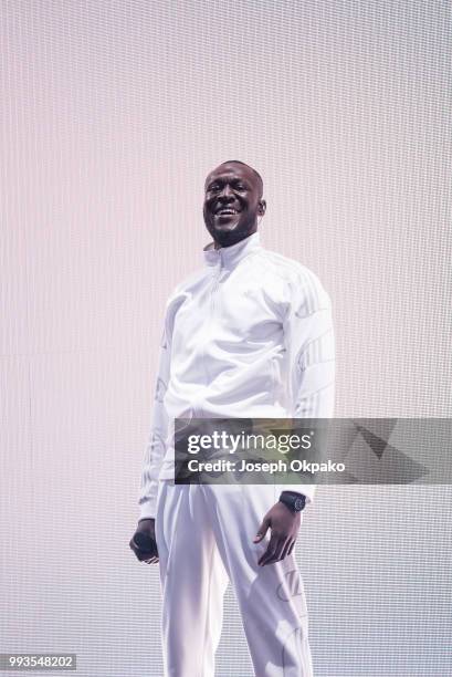 Stormzy performs on Day 2 of Wireless Festival 2018 at Finsbury Park on July 7, 2018 in London, England.