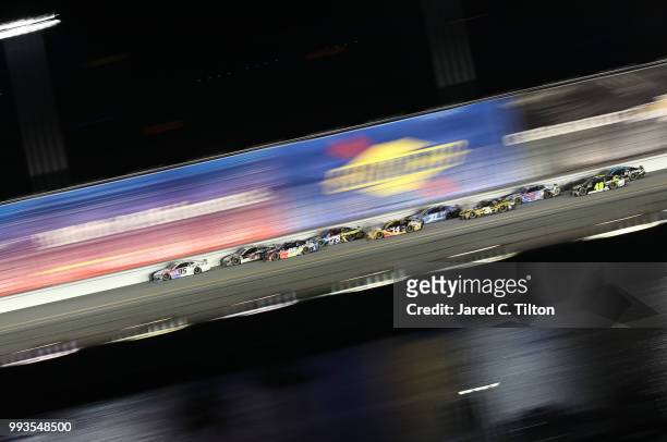 Kasey Kahne, driver of the Thorne Wellness Chevrolet, leads a pack of cars during the Monster Energy NASCAR Cup Series Coke Zero Sugar 400 at Daytona...