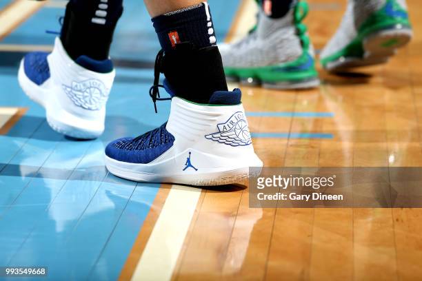 The sneakers worn by Rebekkah Brunson of the Minnesota Lynx during the game against the Chicago Sky on July 07, 2018 at the Wintrust Arena in...