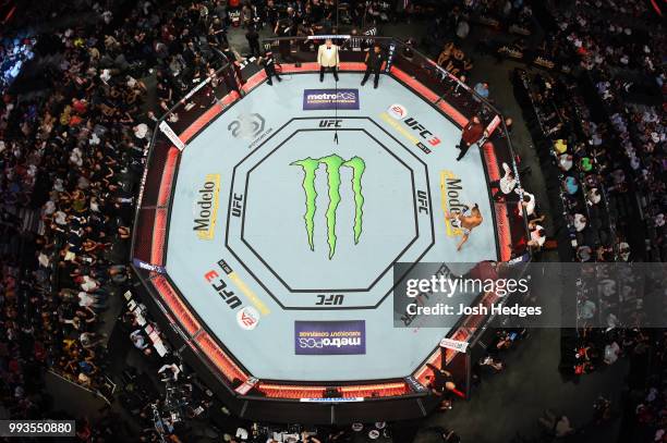 An overhead view of Anthony Pettis being introduced during the UFC 226 event inside T-Mobile Arena on July 7, 2018 in Las Vegas, Nevada.