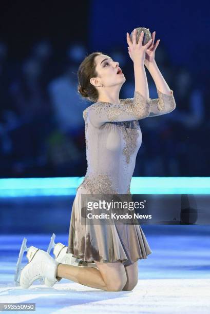 Pyeongchang Olympic figure skating silver medalist Evgenia Medvedeva of Russia performs at the Dreams on Ice show in Yokohama, near Tokyo, on July 6,...