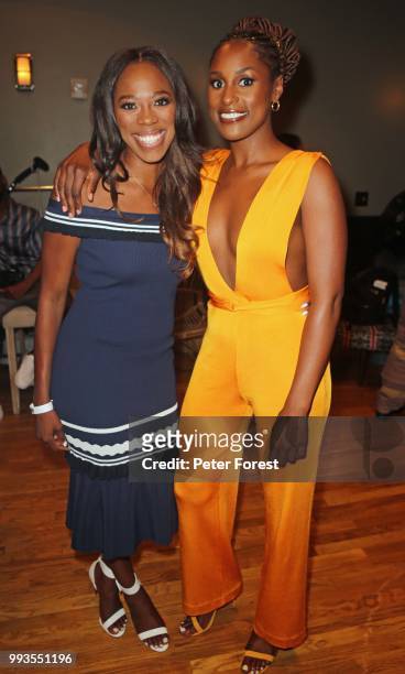 Yvonne Orji and Issa Rae both pose for a photo during HBO's Insecure Live Wine Down at Essence at the Ace Hotel on July 7, 2018 in New Orleans,...