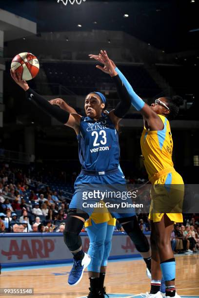 Maya Moore of the Minnesota Lynx shooting the ball during the game against Chicago Sky on July 07, 2018 at the Wintrust Arena in Chicago, Illinois....