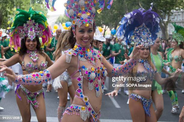 Dancers seen participating in the Gay Pride Thousands of people have participated the Gay Pride 2018 in Madrid to against LGBT phobia.