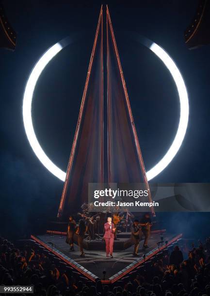 Artist Sam Smith performs at Bridgestone Arena on July 7, 2018 in Nashville, Tennessee.