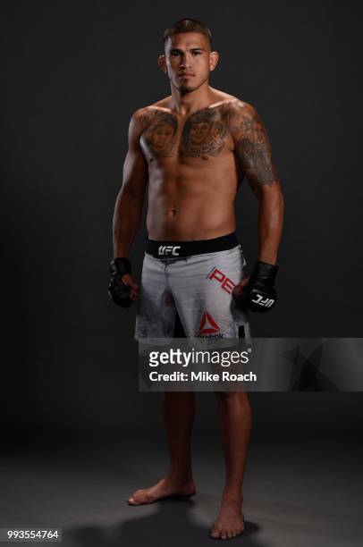 Anthony Pettis poses for a portrait backstage during the UFC 226 event inside T-Mobile Arena on July 7, 2018 in Las Vegas, Nevada.