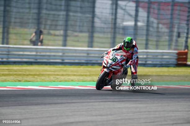 Eugene Laverty IRL Aprilia RSV4 RF during qualifying of WSBK Riviera di Rimini Round.