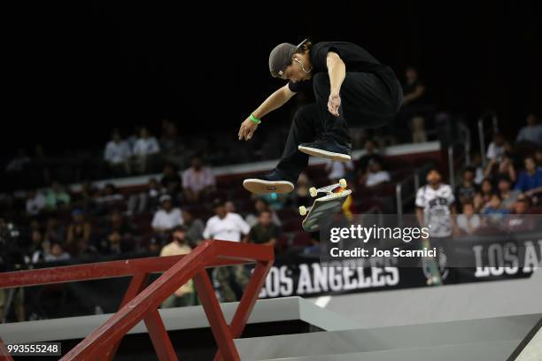 Chris Joslin in action during the final heat at Street League Skateboarding: Los Angeles on July 7, 2018 in Los Angeles, California.