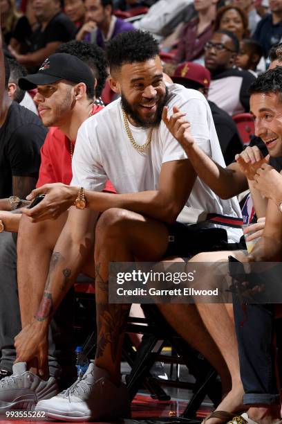 JaVale McGee of the the Los Angeles Lakers attends the game against the the Philadelphia 76ers during the 2018 Las Vegas Summer League on July 7,...