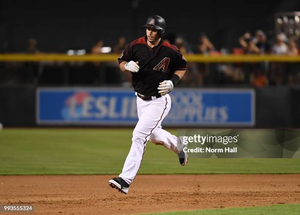 Paul Goldschmidt of the Arizona Diamondbacks rounds the bases after hitting a three run home run during the fourth inning against the San Diego...