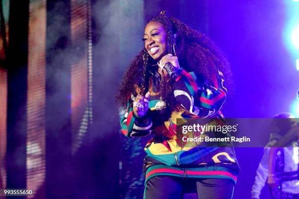 Missy Elliott performs onstage during the 2018 Essence Festival presented By Coca-Cola - Day 2 at Louisiana Superdome on July 7, 2018 in New Orleans,...