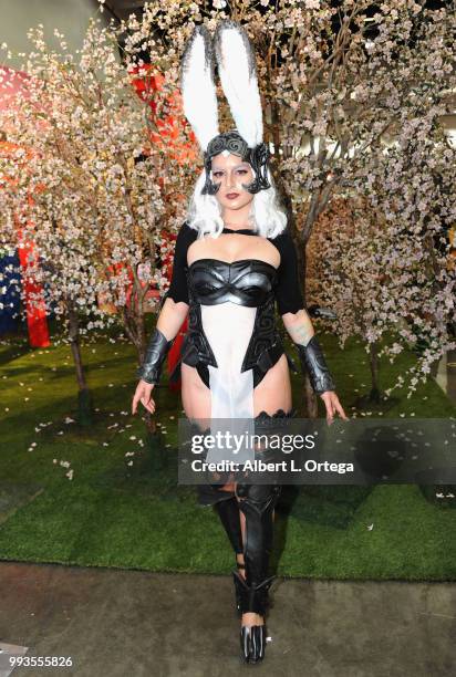 Cosplayer Amy Fantasy as Fran from "Final Fantasy" attends day 3 of Anime Expo 2018 at Los Angeles Convention Center on July 7, 2018 in Los Angeles,...