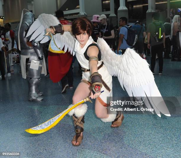 Cosplayers attend day 3 of Anime Expo 2018 held at Los Angeles Convention Center on July 7, 2018 in Los Angeles, California.