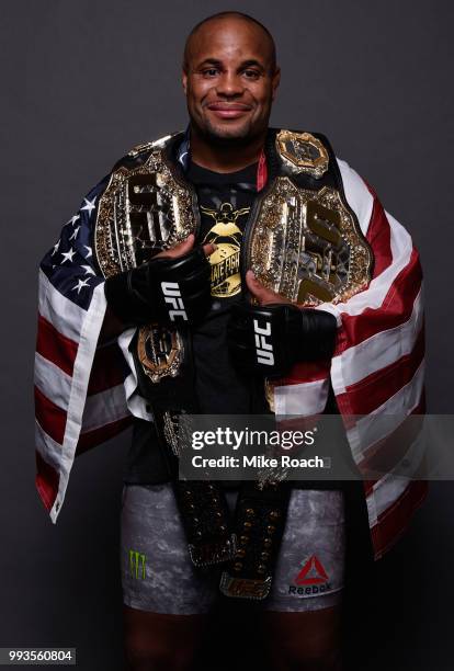 Daniel Cormier poses for a portrait backstage during the UFC 226 event inside T-Mobile Arena on July 7, 2018 in Las Vegas, Nevada.