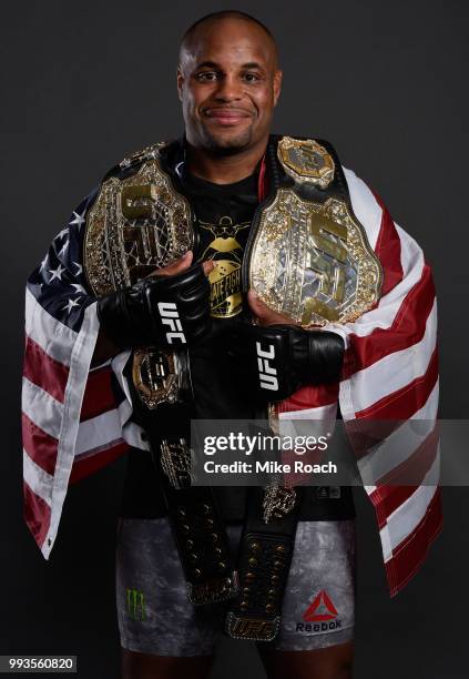 Daniel Cormier poses for a portrait backstage during the UFC 226 event inside T-Mobile Arena on July 7, 2018 in Las Vegas, Nevada.