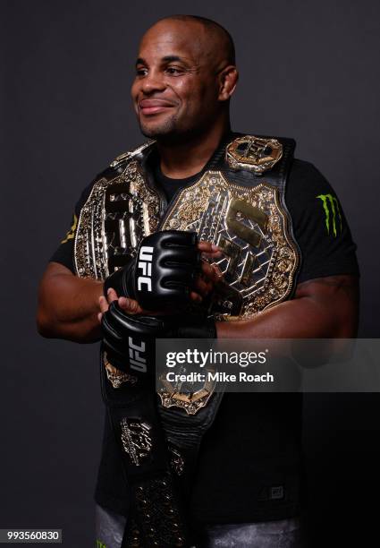 Daniel Cormier poses for a portrait backstage during the UFC 226 event inside T-Mobile Arena on July 7, 2018 in Las Vegas, Nevada.