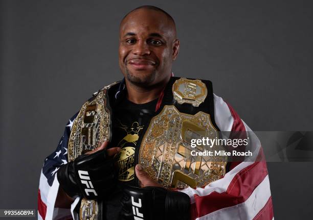 Daniel Cormier poses for a portrait backstage during the UFC 226 event inside T-Mobile Arena on July 7, 2018 in Las Vegas, Nevada.