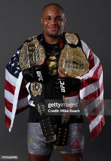 Daniel Cormier poses for a portrait backstage during the UFC 226 event inside T-Mobile Arena on July 7, 2018 in Las Vegas, Nevada.