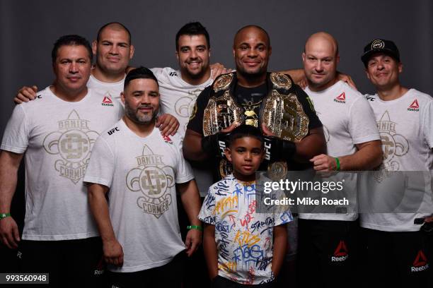 Daniel Cormier and team pose for a portrait backstage during the UFC 226 event inside T-Mobile Arena on July 7, 2018 in Las Vegas, Nevada.