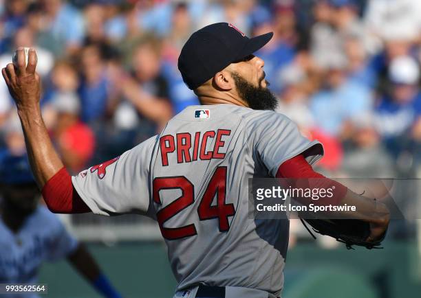 Boston Red Sox starting pitcher David Price pitches during a Major League Baseball game between the Boston Red Sox and the Kansas City Royals on July...