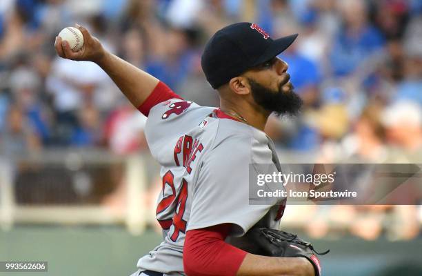 Boston Red Sox starting pitcher David Price pitches during a Major League Baseball game between the Boston Red Sox and the Kansas City Royals on July...