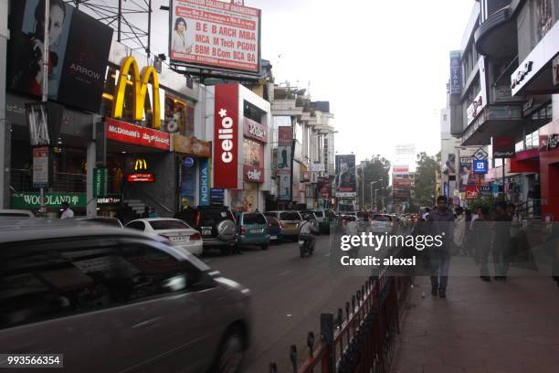 india bangalore city street traffic jam rush hour - alexsl stock pictures, royalty-free photos & images