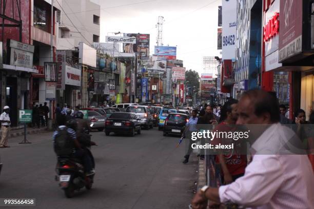 india bangalore city street traffic jam rush hour - alexsl stock pictures, royalty-free photos & images