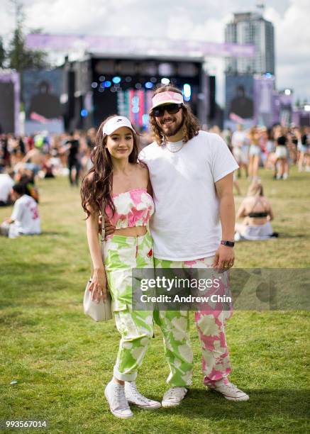 Music fans attend Day 2 of FVDED In The Park at Holland Park on July 7, 2018 in Surrey, Canada.