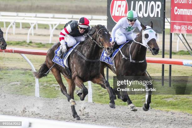 Stornaway ridden by Noel Callow wins the Swear @ Spendthrift BM58 Handicap at Racing.com Park Synthetic Racecourse on July 08, 2018 in Pakenham,...