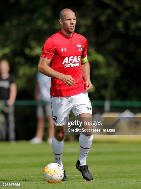 Ron Vlaar of AZ Alkmaar during the Club Friendly match between AZ Alkmaar v FC Midtjylland at the VV Dirkshorn on July 7, 2018 in Dirkshorn...