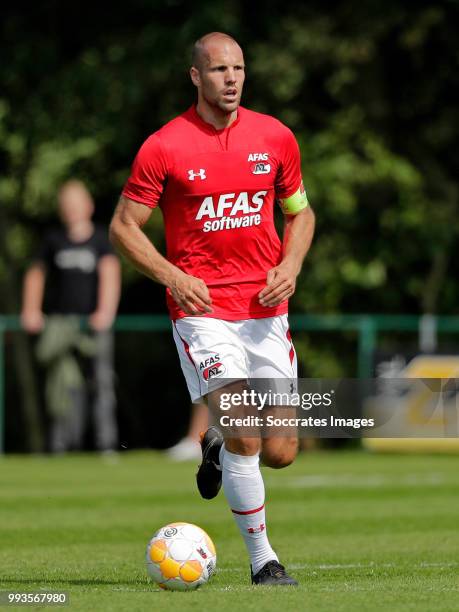 Ron Vlaar of AZ Alkmaar during the Club Friendly match between AZ Alkmaar v FC Midtjylland at the VV Dirkshorn on July 7, 2018 in Dirkshorn...