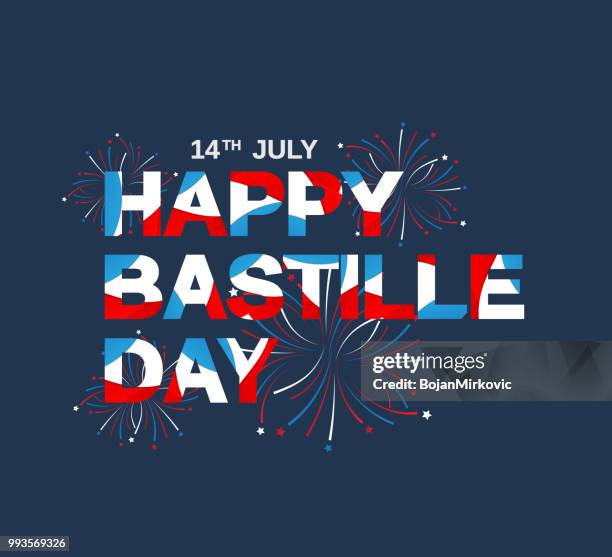 glückliche tag der bastille plakat. französischer nationalfeiertag. vektor-illustration. - bastille stock-grafiken, -clipart, -cartoons und -symbole