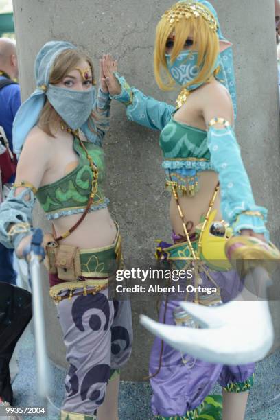 Cosplayers attend day 3 of Anime Expo 2018 held at Los Angeles Convention Center on July 7, 2018 in Los Angeles, California.