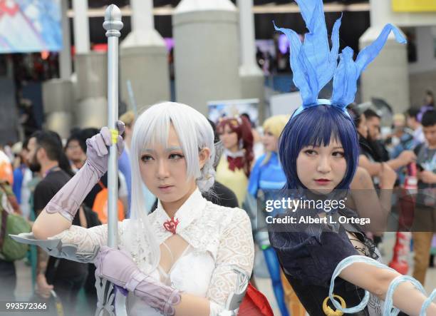 Cosplayers attend day 3 of Anime Expo 2018 held at Los Angeles Convention Center on July 7, 2018 in Los Angeles, California.