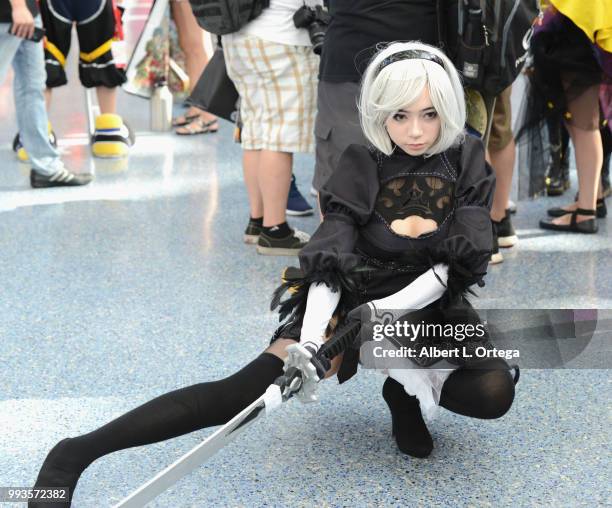 Cosplayers attend day 3 of Anime Expo 2018 held at Los Angeles Convention Center on July 7, 2018 in Los Angeles, California.