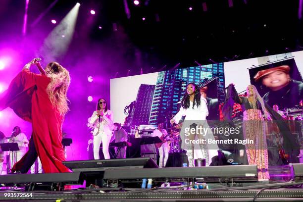 Queen Latifah, MC Lyte, Brandy and Yo-Yo perform onstage during the 2018 Essence Festival presented By Coca-Cola - Day 2 at Louisiana Superdome on...