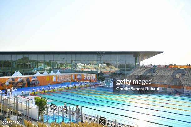 Illustration of the swimming pool before the Open of France at l'Odyssee on July 8, 2018 in Chartres, France.