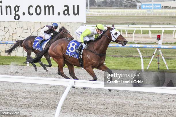 El Don ridden by Fred Kersley wins the Christmas In July - Winter Challenge Synthetic Stayers Series Heat 3 at Racing.com Park Synthetic Racecourse...